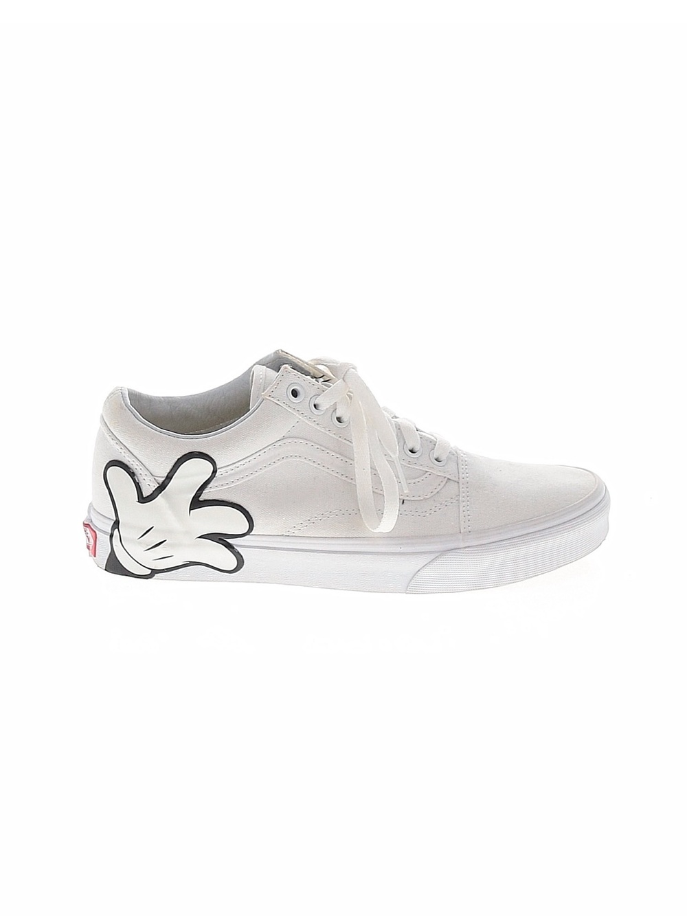 White Canvas Old Skool Vans x Disney Sneaker with Mickey hand